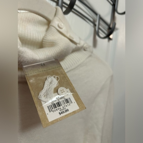Sonoma Life-style sweater size Large ivory‎ turtleneck button neck & sleeve NWT - Picture 7 of 16